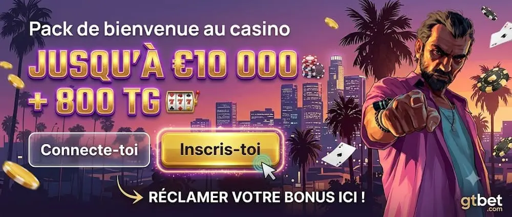 Bonus de bienvenue GTBet casino