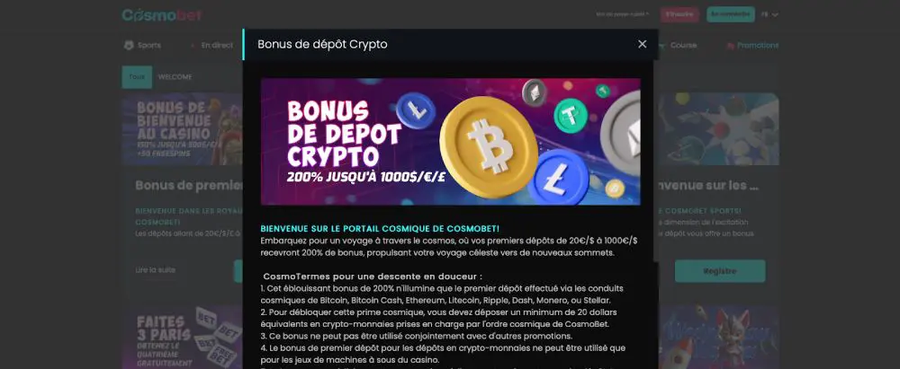 Cosmobet casino crypto