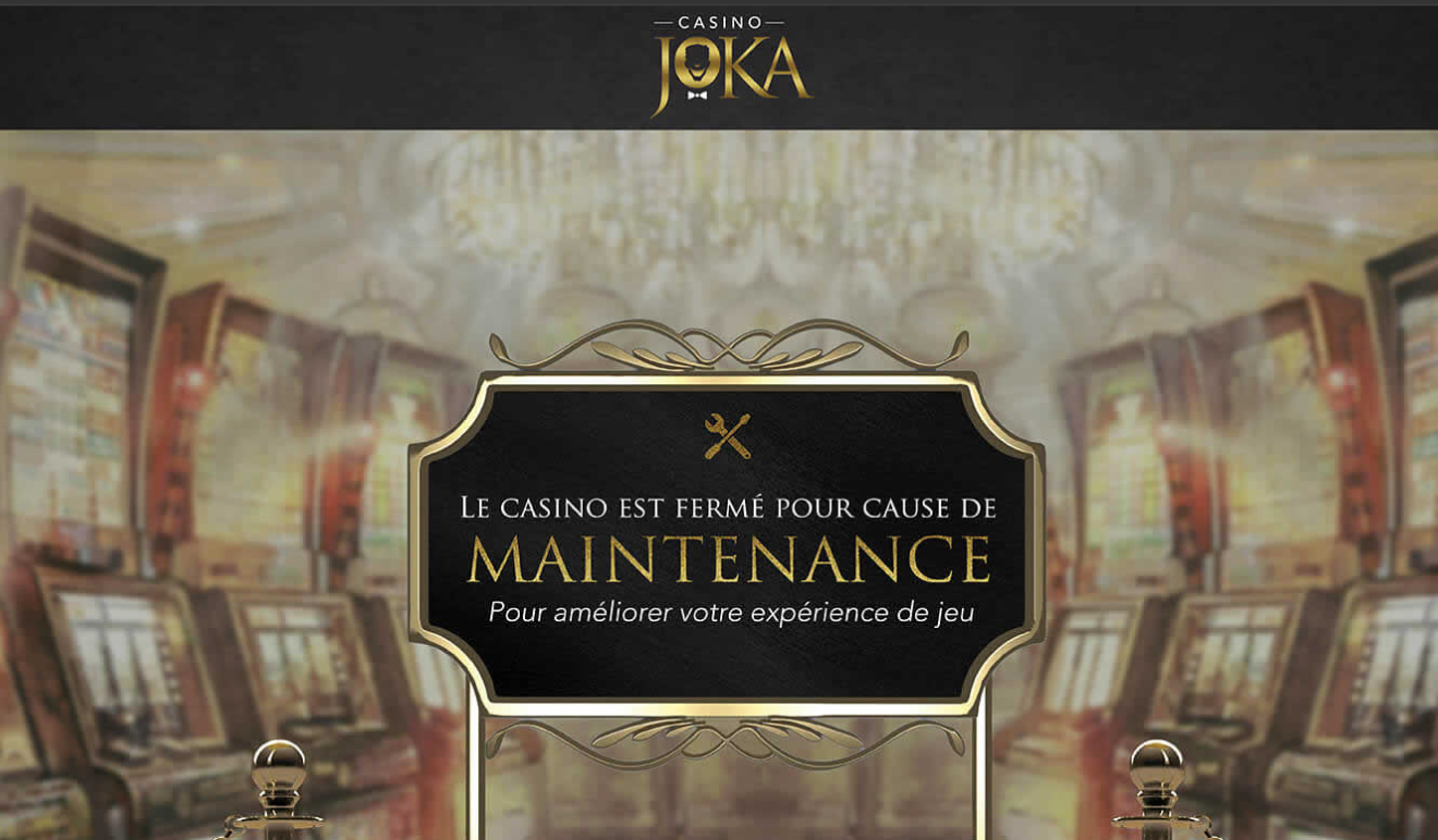 Page de maintenance affichée par Casino Joka à la place du site