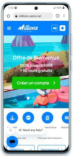 Interface mobile Millionz