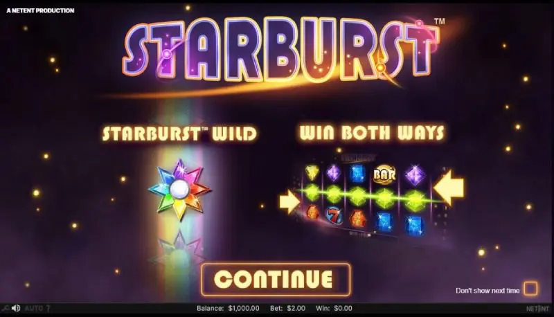 accueil starbust slot