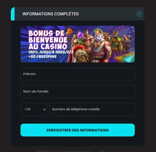 Ajouter les informations personnelles sur Cosmobet