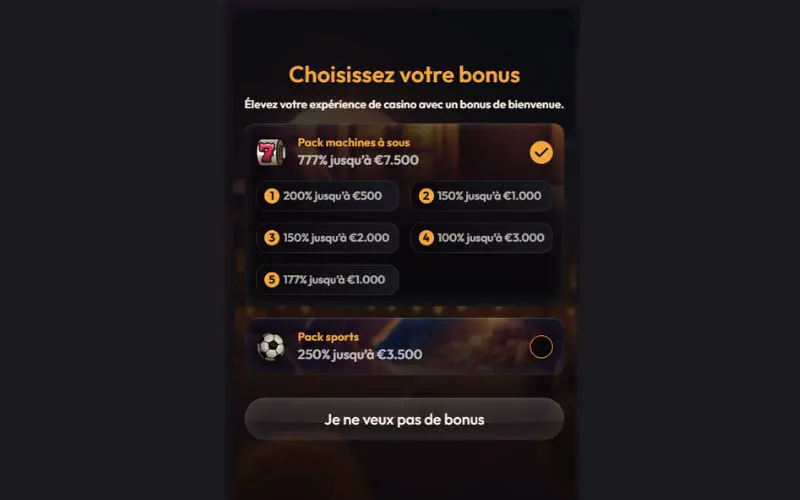 inscription sur Mad Casino &eacute;tape 2