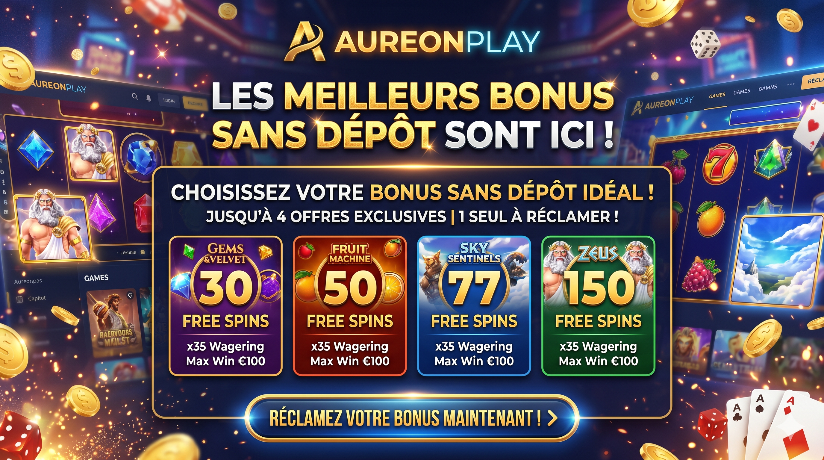 Bonus sans dépôt - Aureonplay