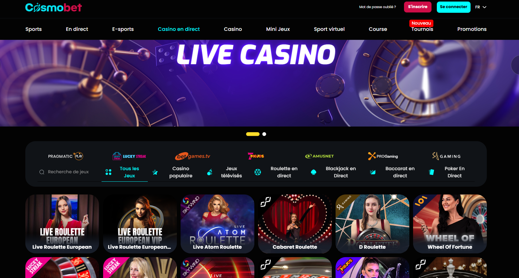 Jeux live Cosmobet
