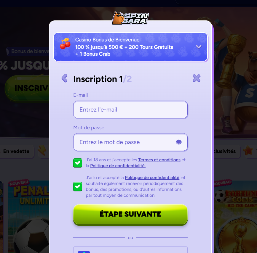 Spinbara casino live - &eacute;tape 2