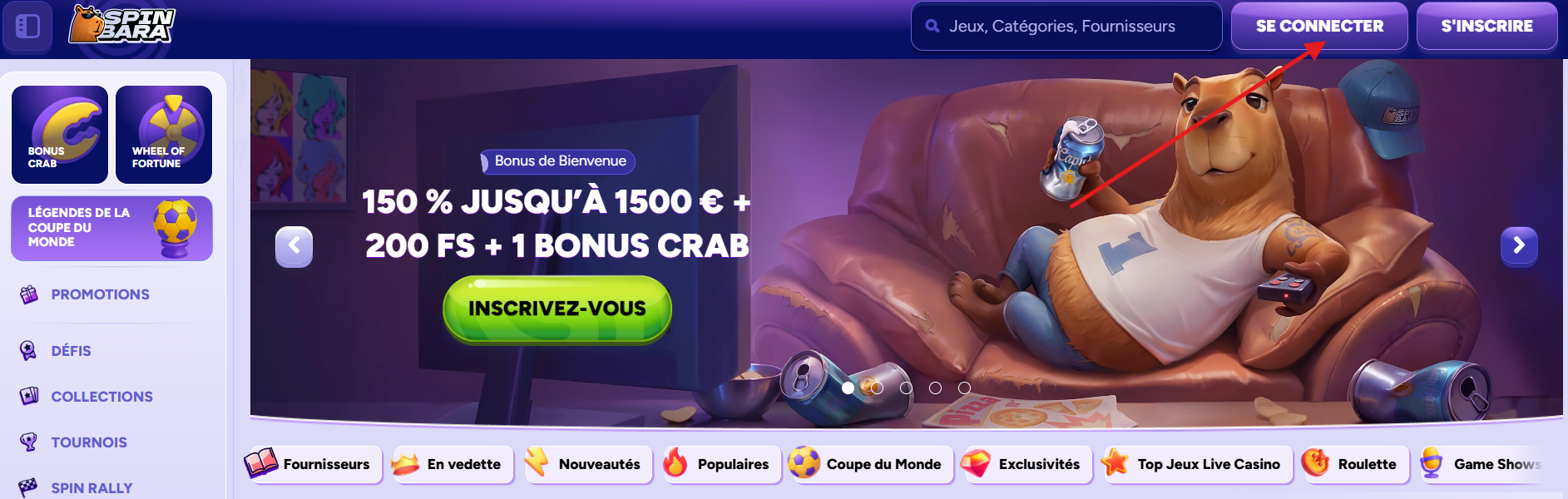 Spinbara casino live - &eacute;tape 1 