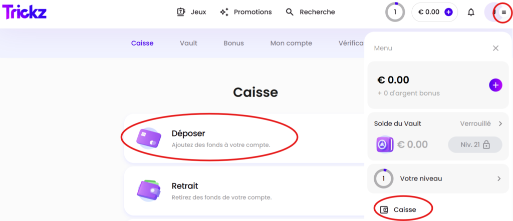 dépôt skrill - étape 1