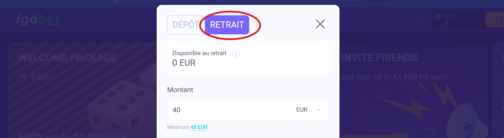 retrait mastercard étape 1