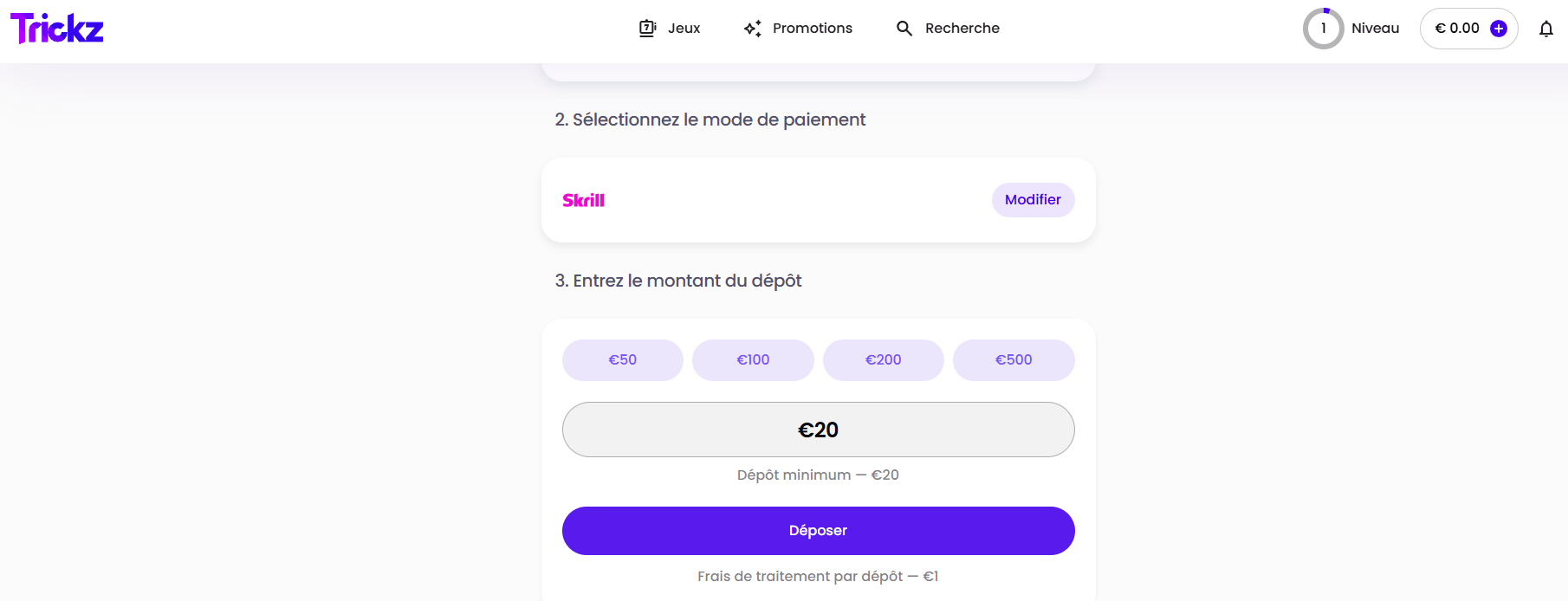 dépôt ewallet
