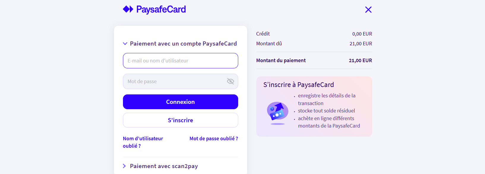 dépôt paysafecard étape 3