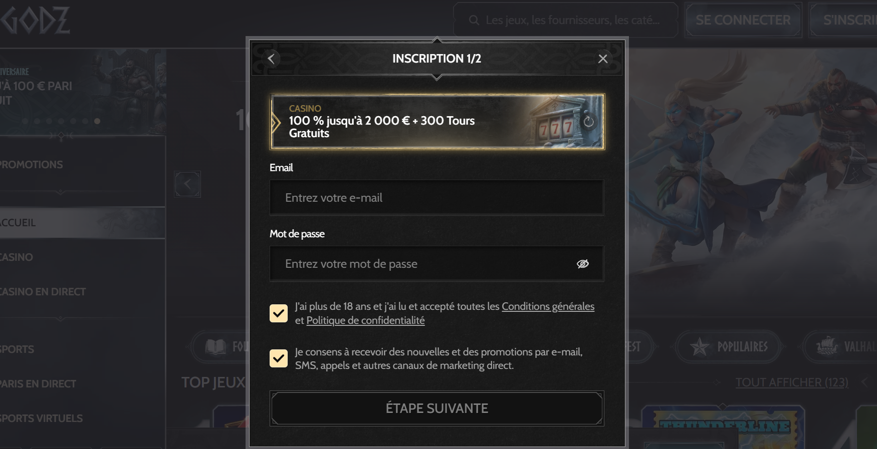 inscription godz étape 2