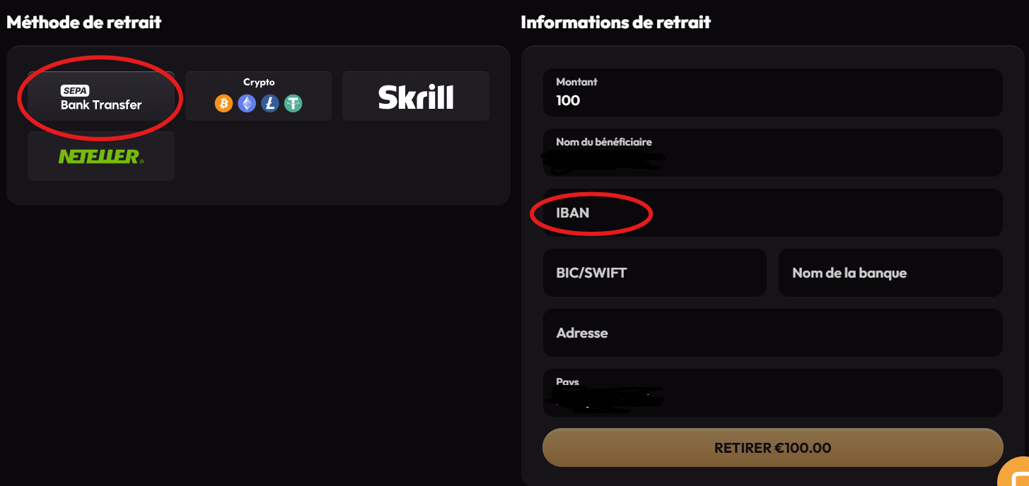 retrait via virement avec revolut