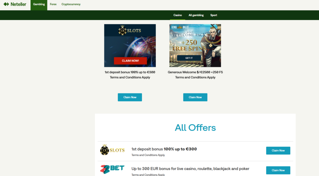code promo Neteller