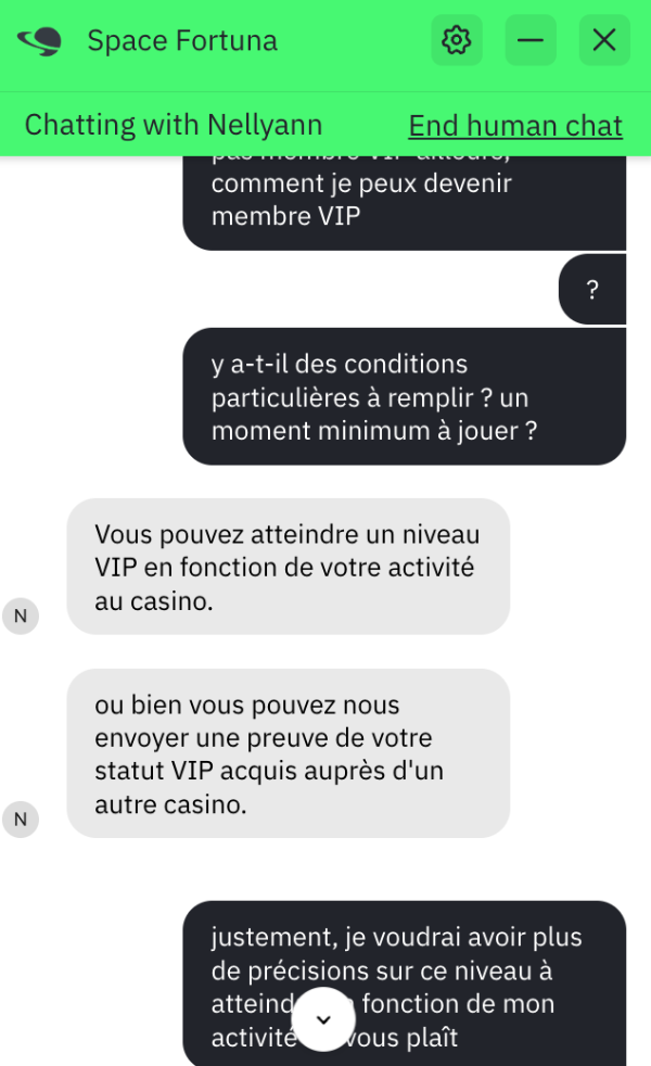 assistance client sur space fortuna