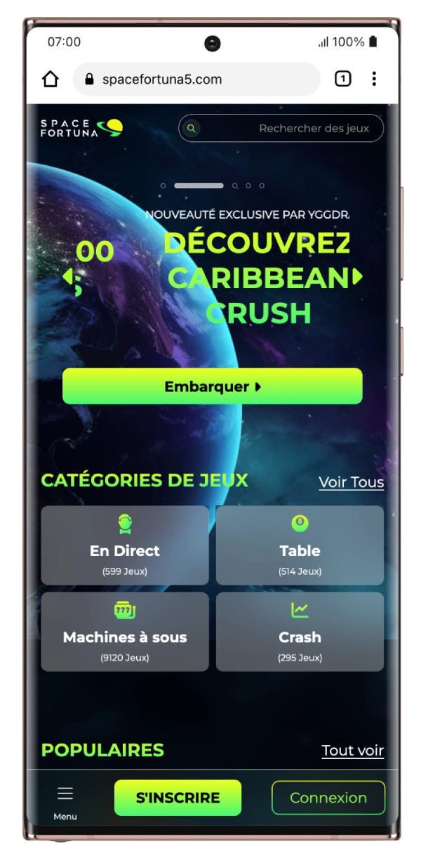 space fortuna sur mobile