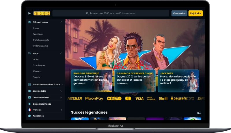 interface snacth casino sur ordinateur