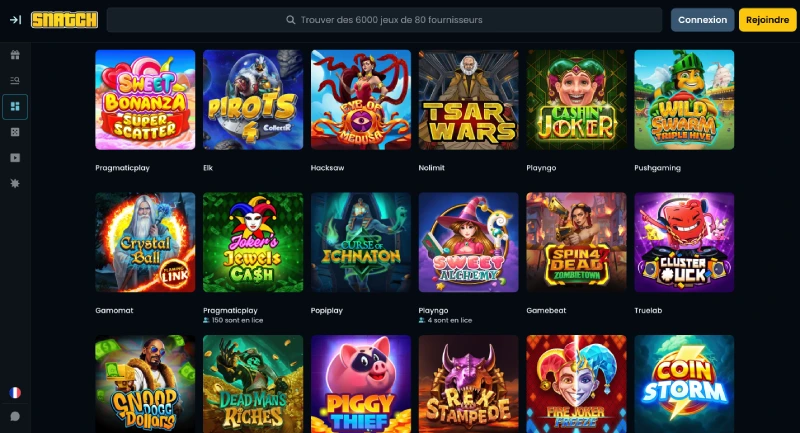 les jeux disponibles sur snatch casino