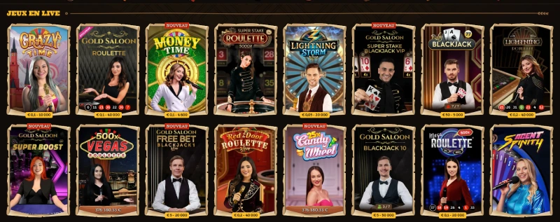 jeux en direct sur lizaro casino