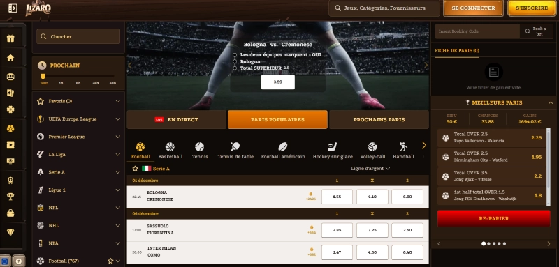 paris sportifs sur lizaro casino