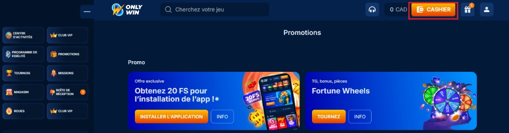canada casino interac dépôt étape1