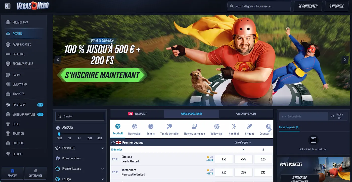 page d'accueil vegas hero