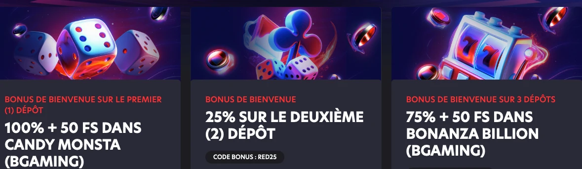 bonus de bienvenue 1red canada