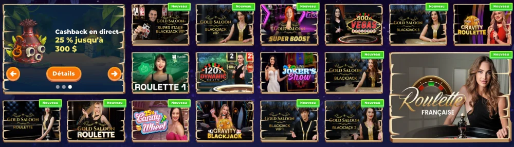 capture decran jeux live wazamba canada