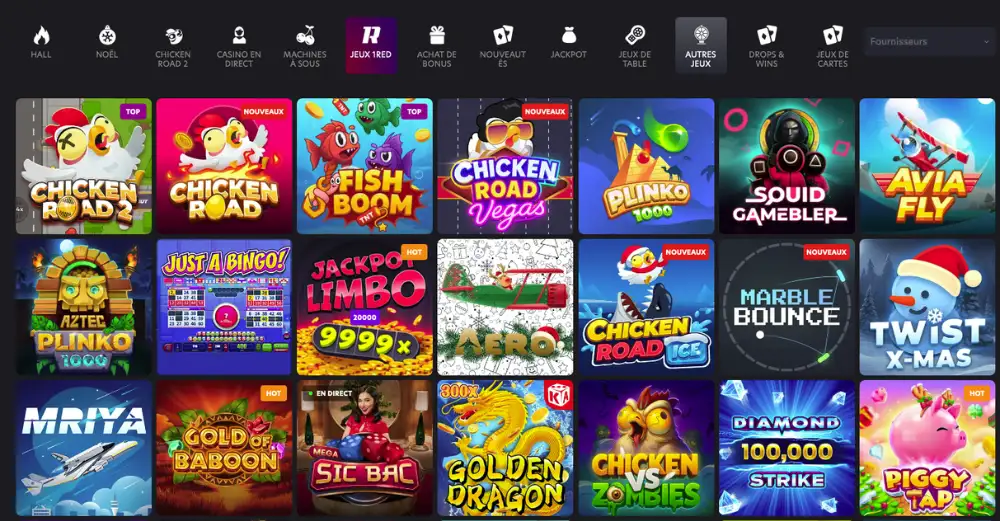 mini jeux 1red casino