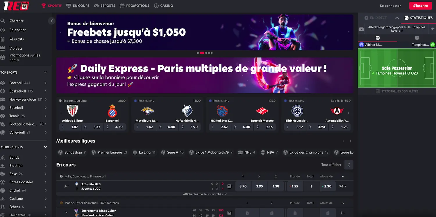 paris sportifs 1red casino