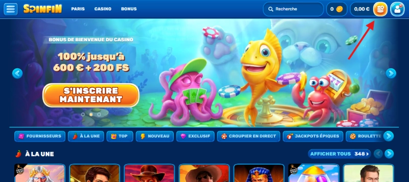 dépôt étape1 spinfin casino