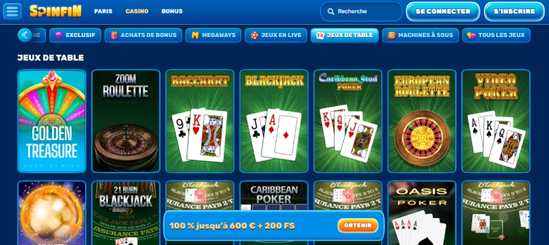 jeux de table sur spinfin