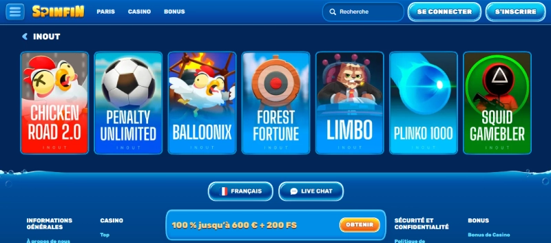 mini jeux sur spinfin