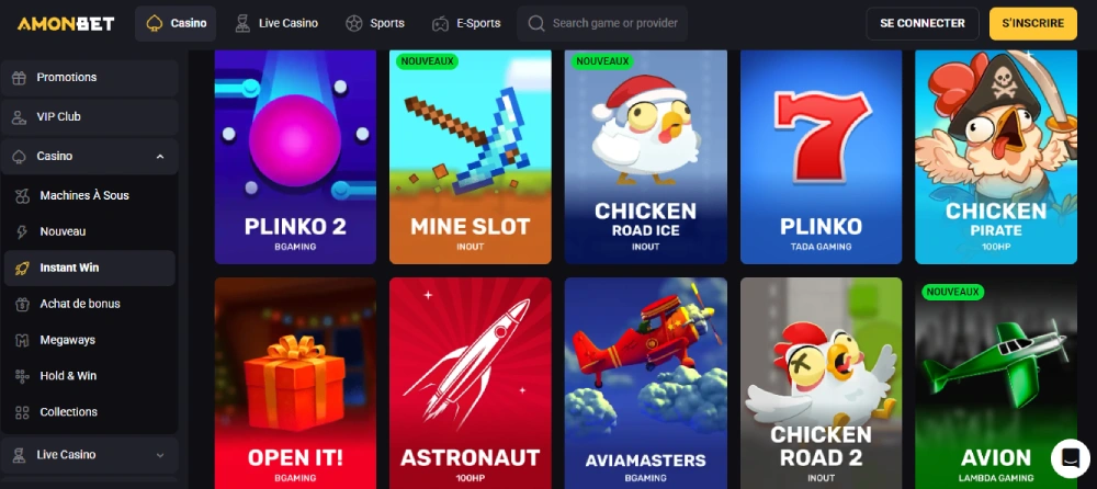 mini jeux sur amonbet