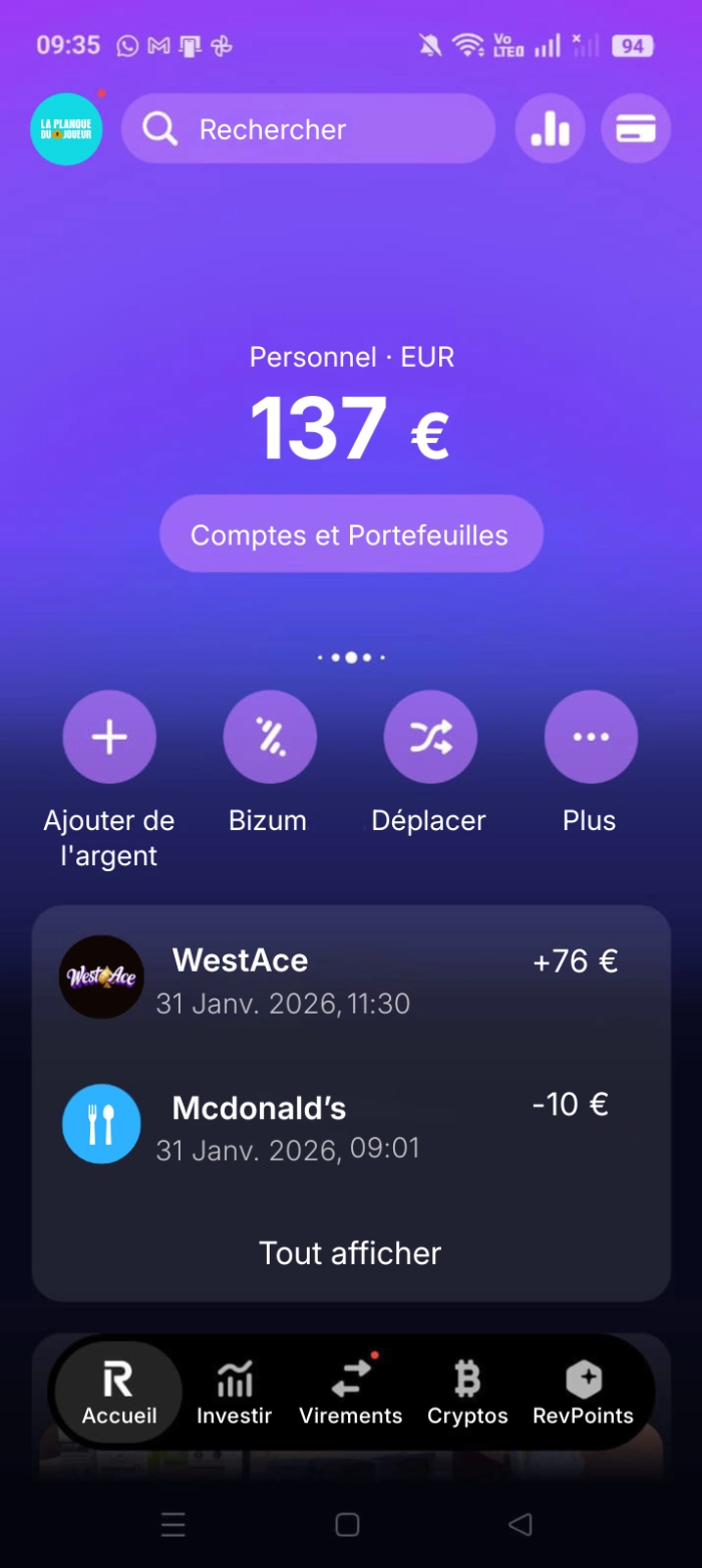 preuve de retrait sur westace casino