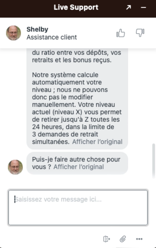 support client de westace casino