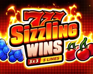 777 sizzling wins 3x3 5 lines logo