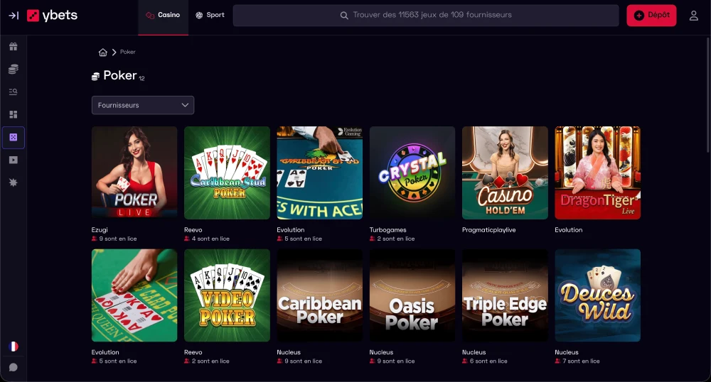 jeux de table ybets casino
