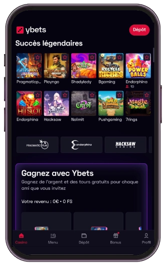 interface mobile ybets casino