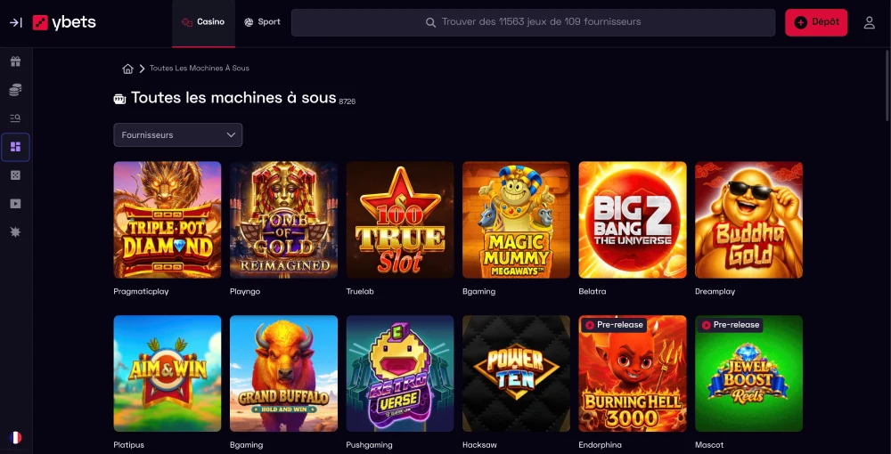 machines à sous ybets casino