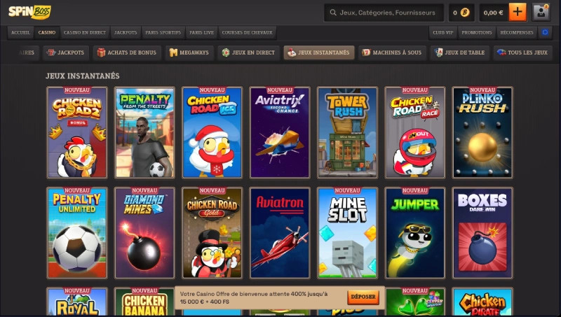 mini jeu sur spinboss