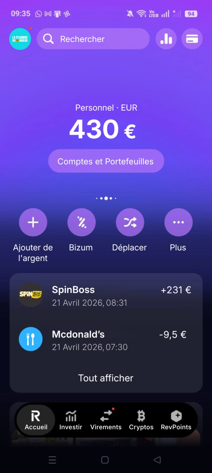 preuve de retrait sur spinboss