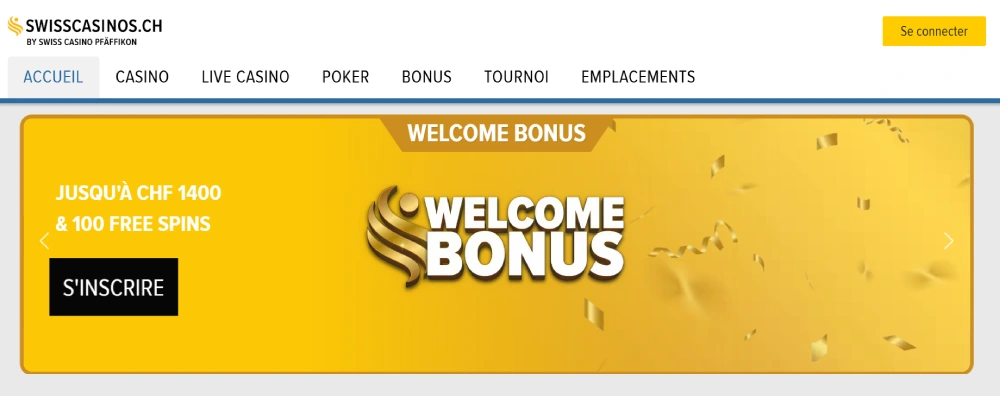 page accueil swisscasino ch