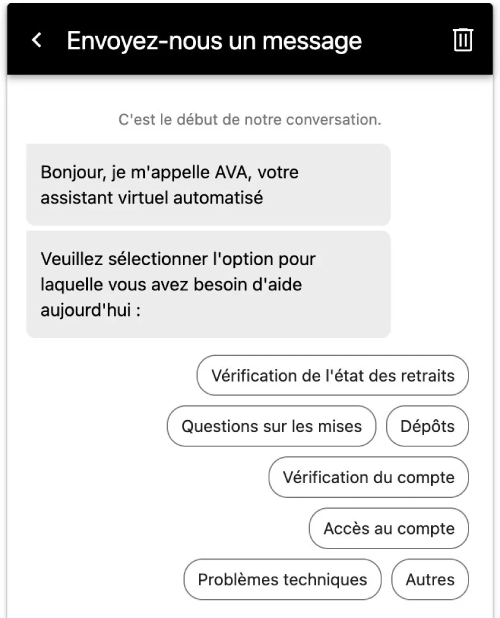 assistance client sur jackpot city
