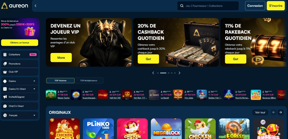 capture decran accueil aureonplay casino
