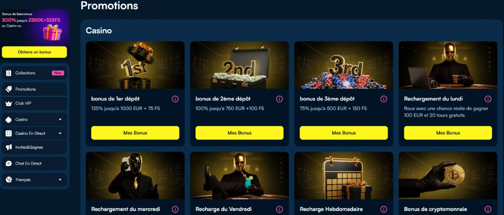 capture ecran des bonus sur aureonplay