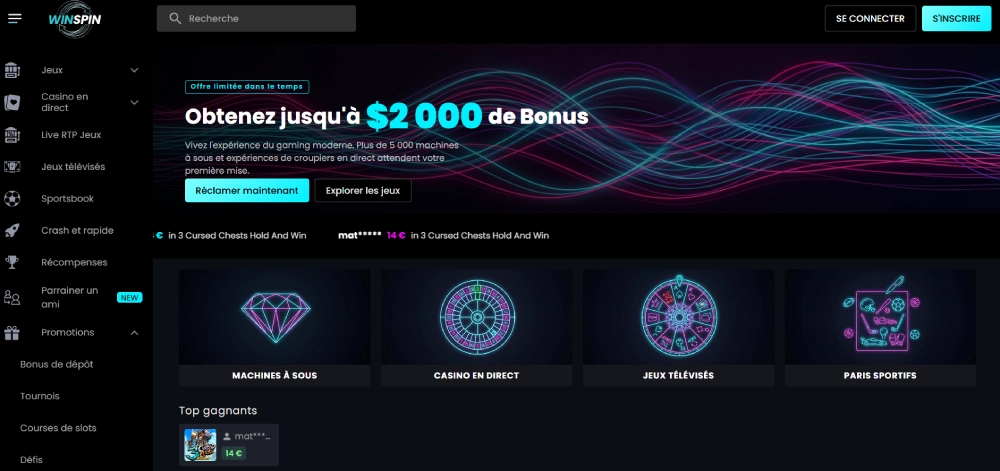 bonus de bienvenue winspin casino
