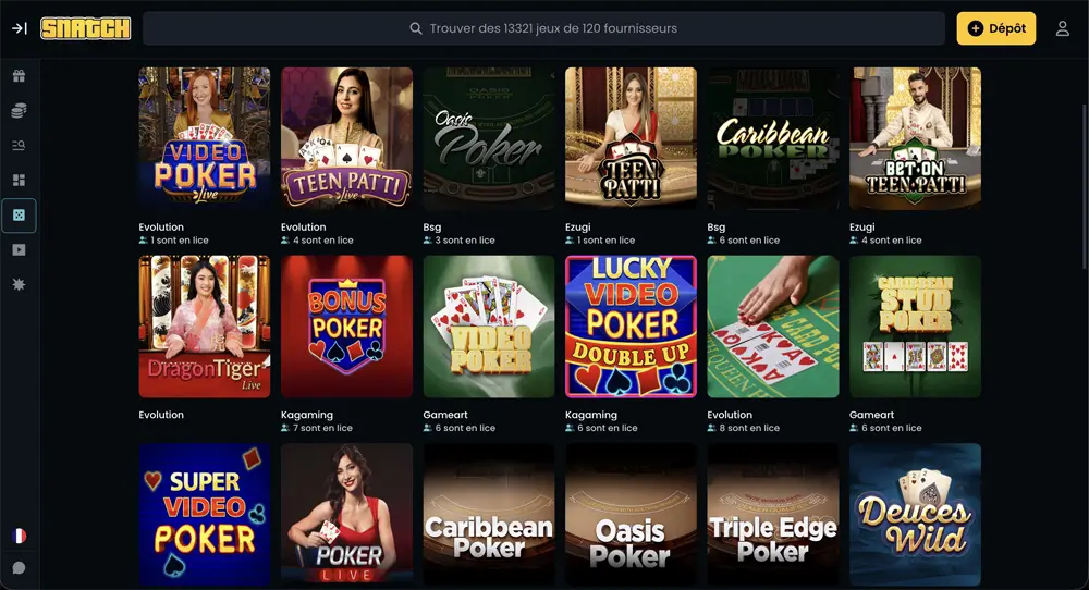 jeux de table snatch casino ca