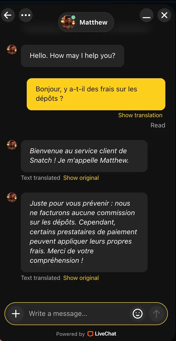 service client snatch casino ca